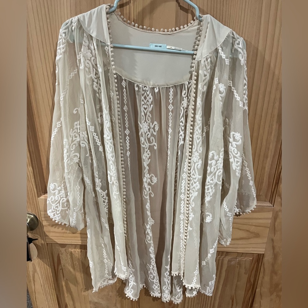 Urban Outfitters Kimchi Blue Cream Sheer Kimono Cardigan